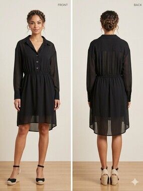 BANANA REPUBLIC GENTLE WOMEN‎  SHEER SMOKED SLEEVES SHIRT DRESS